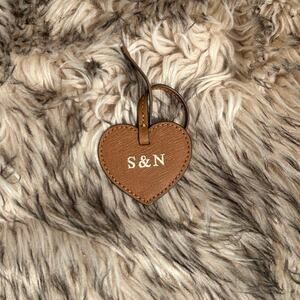 ✅ Michael Kors Leather Brown Heart Bag Charm “S&N” (2D-2E-R)